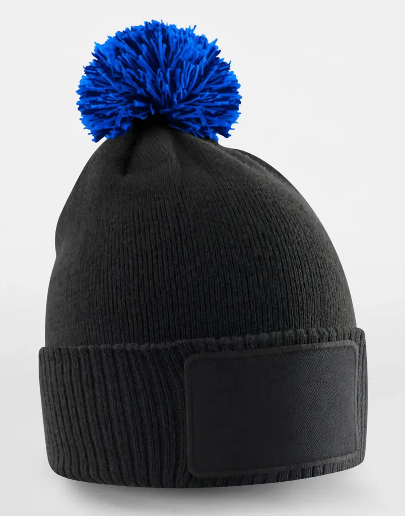 15369 - Kids Snowstar Patch Beanie, black / bright royal — productfoto 3
