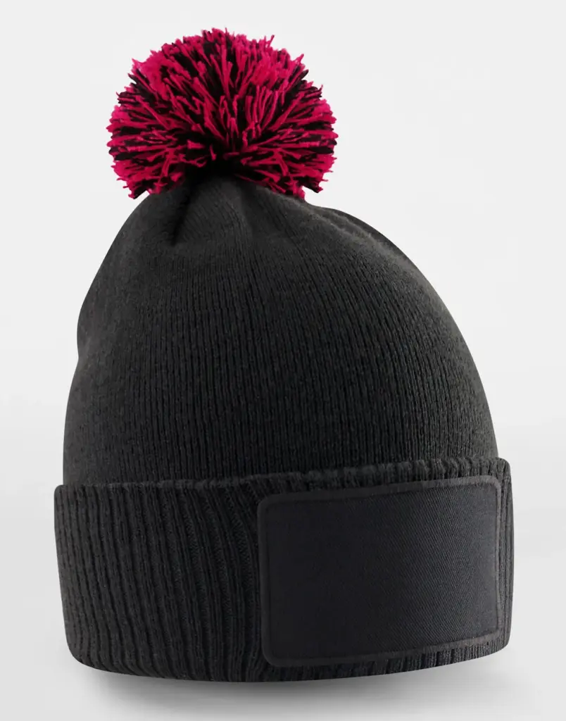 15369 - Kids Snowstar Patch Beanie, black / classic red