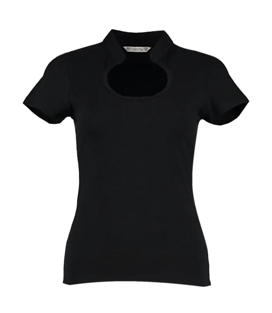 15711 - Regular Fit Keyhole Neck Top, black