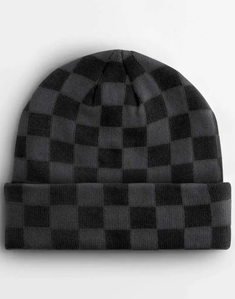 16069 - Checkerboard Beanie, black / charcoal — productfoto 2