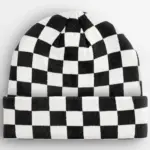 16069 - Checkerboard Beanie, black/soft white — productfoto 3