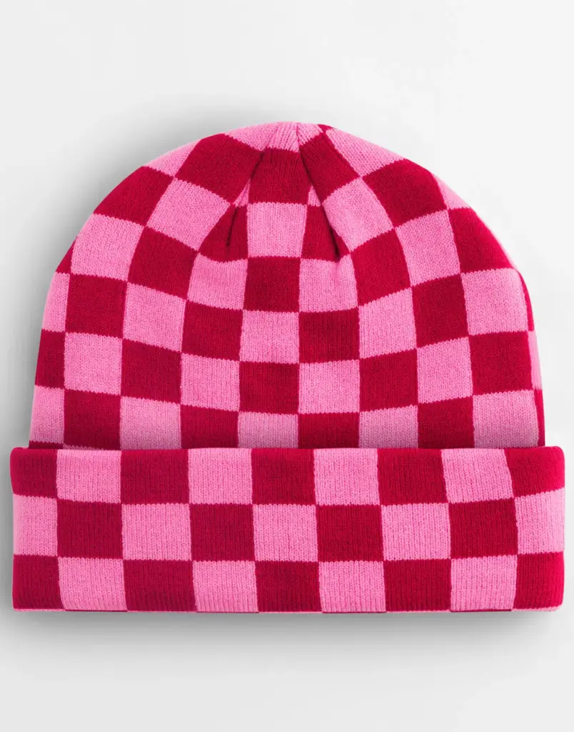 16069 - Checkerboard Beanie, classic red/true pink — productfoto 4