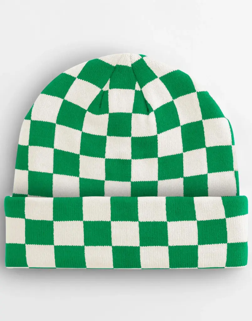 16069 - Checkerboard Beanie, kelly green / off white — productfoto 5