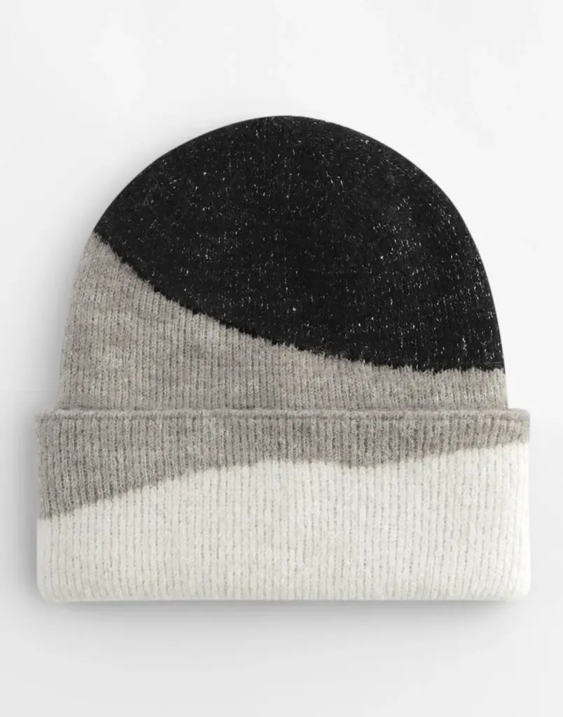 16169 - Soft Wave Beanie, black/light grey/soft white — productfoto 3