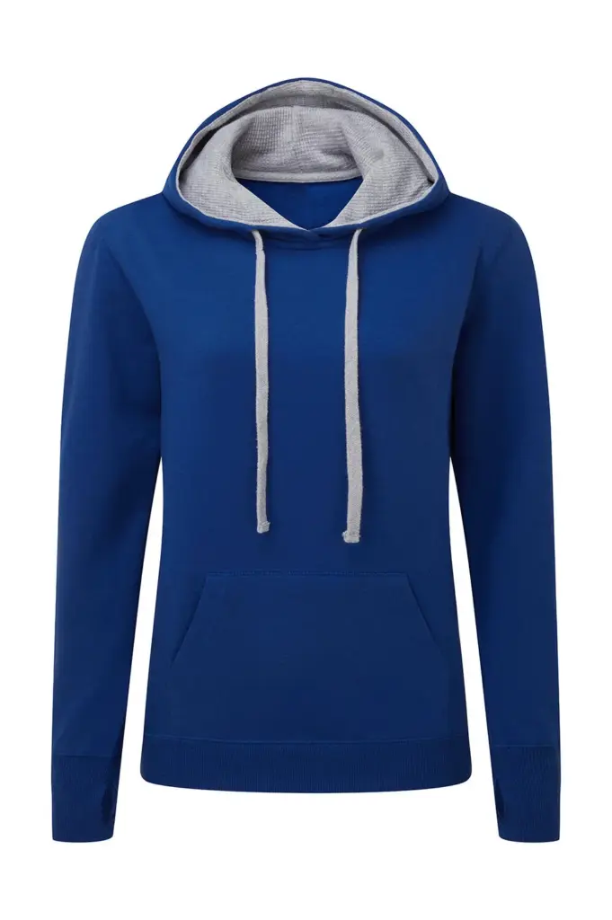 25452 - Contrast Hooded Sweatshirt Women, royal/light oxford