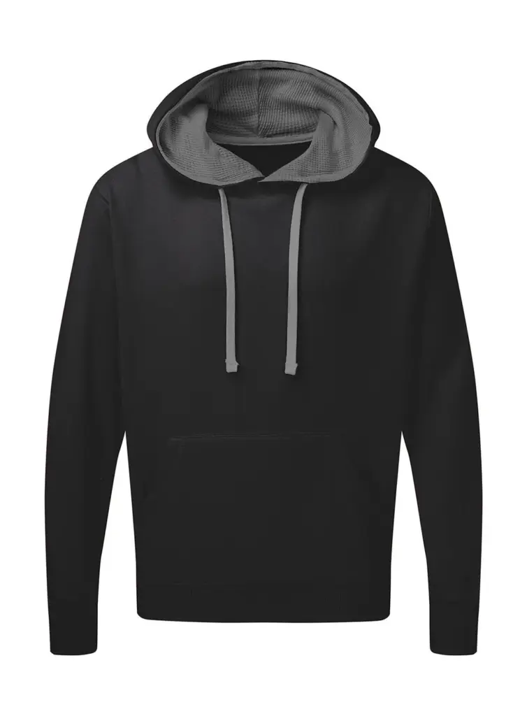28152 - Contrast Hooded Sweatshirt Men, black / grey — productfoto 2