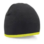 30769 - Two-Tone Beanie Knitted Hat, black/fluorescent yellow