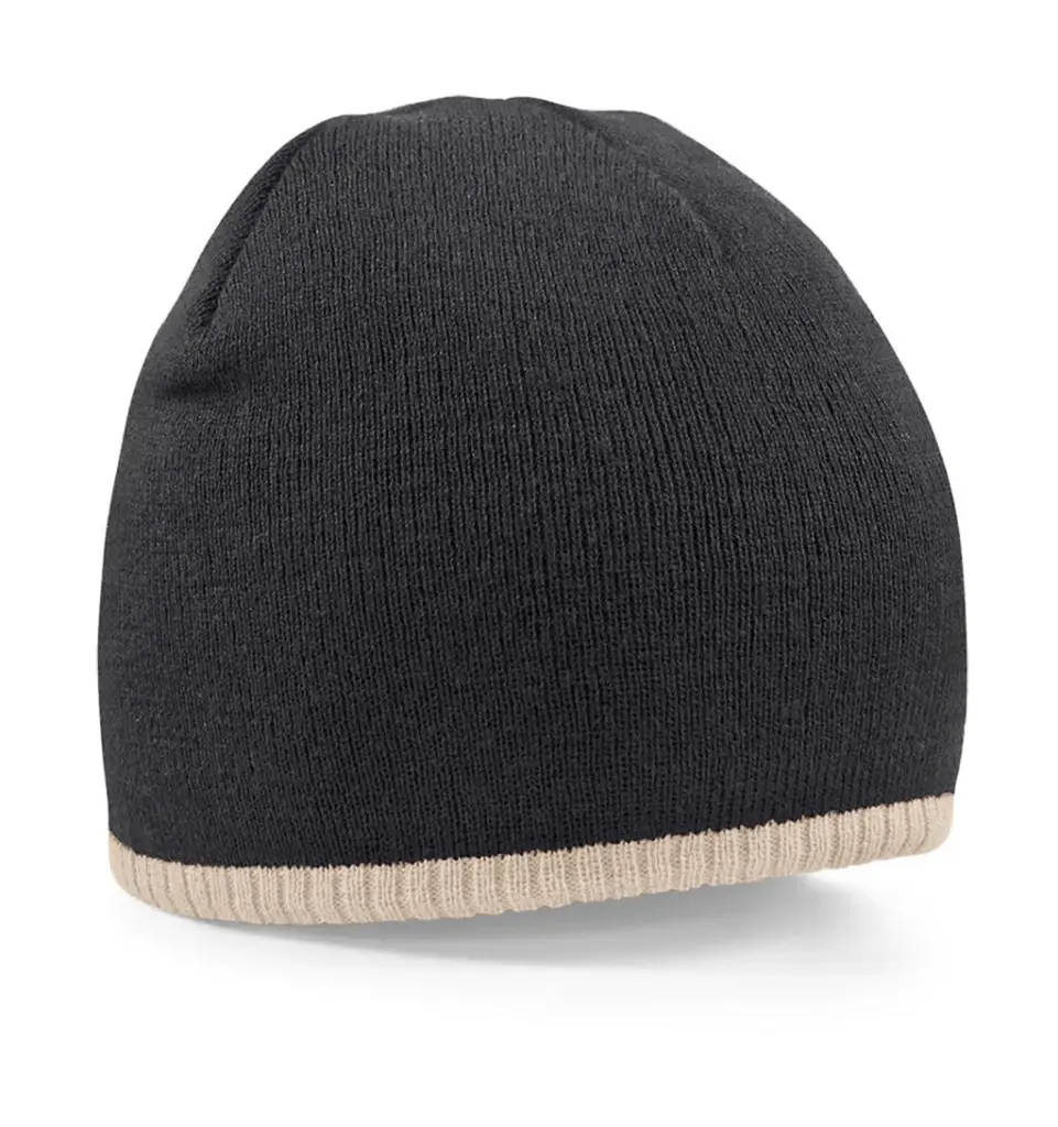 30769 - Two-Tone Beanie Knitted Hat, black/stone — productfoto 3