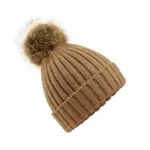 36469 - Fur Pop Pom Chunky Beanie, biscuit