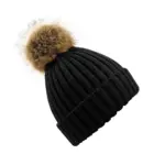 36469 - Fur Pop Pom Chunky Beanie, black — productfoto 2