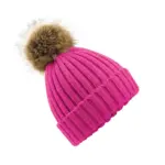 36469 - Fur Pop Pom Chunky Beanie, fuchsia — productfoto 4