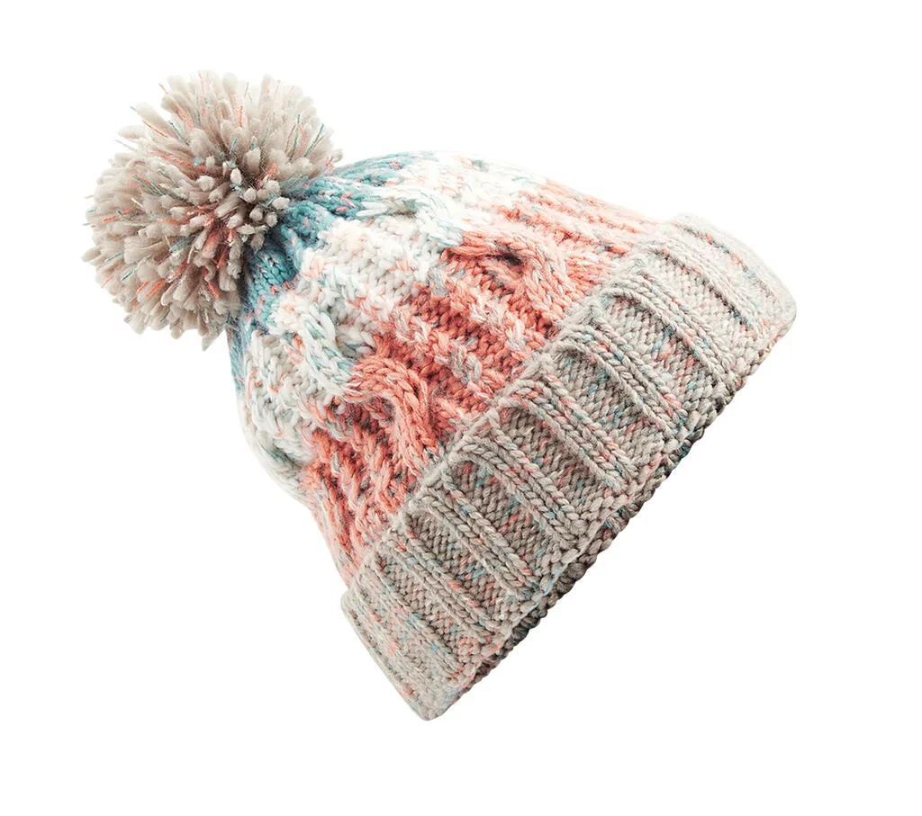 36969 - Corkscrew Pom Pom Beanie, milkshake mix