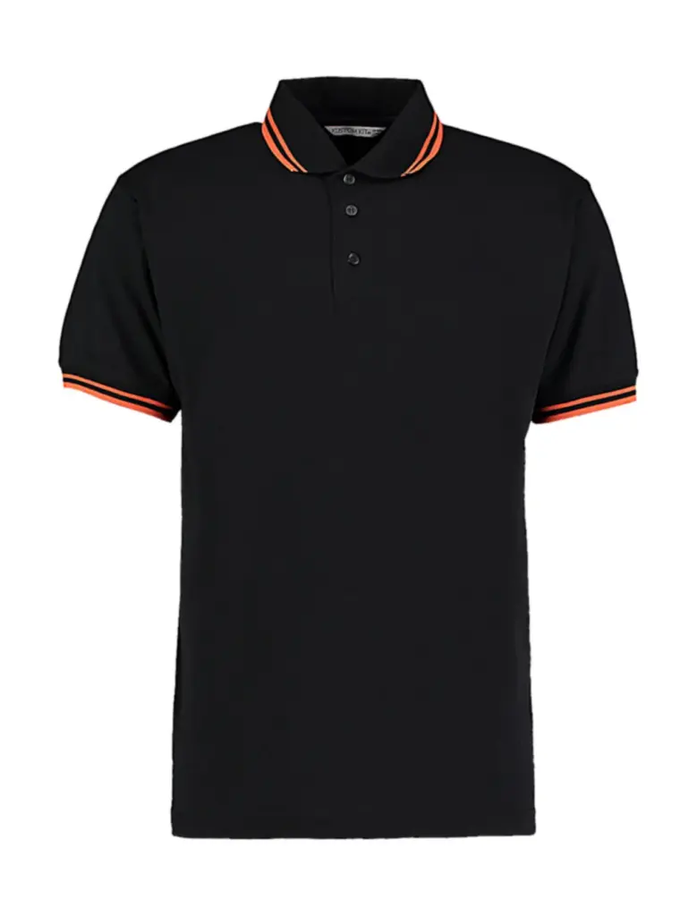 59411 - Classic Fit Tipped Collar Polo, black / orange — productfoto 3