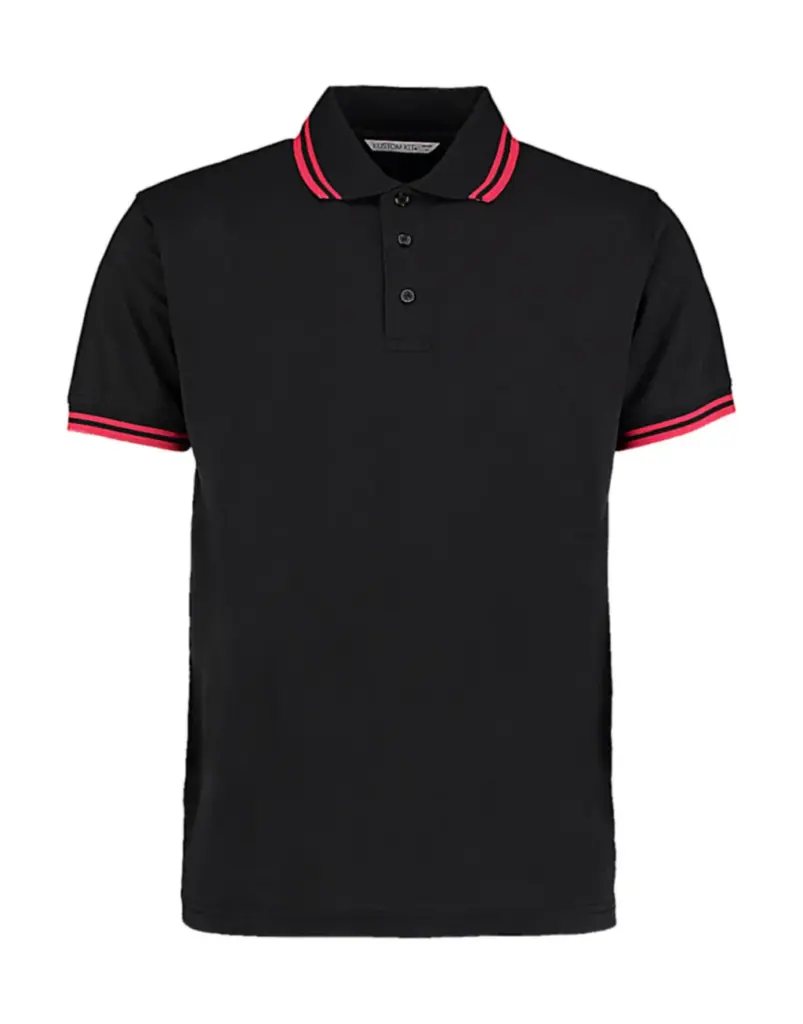 59411 - Classic Fit Tipped Collar Polo, black / red — productfoto 2
