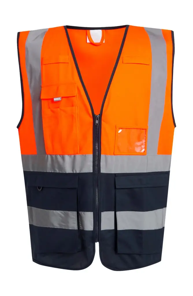 60817 - Pro Hi-Vis Executive Vest, orange / navy — productfoto 2