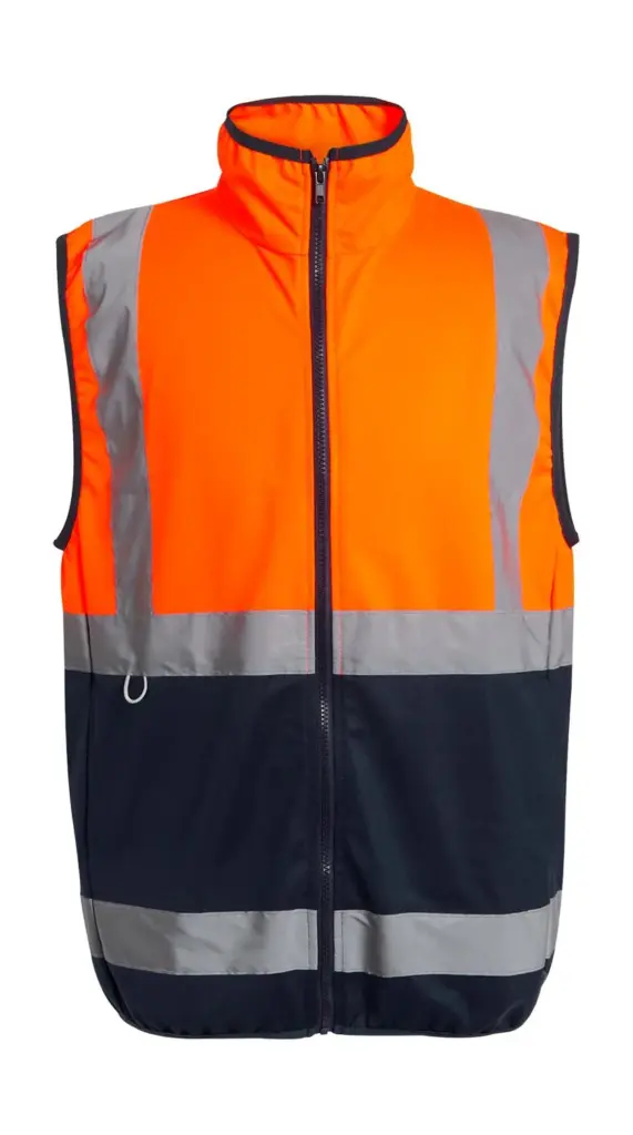 61117 - Pro Hi-Vis Full Zip Gilet, orange / navy — productfoto 2