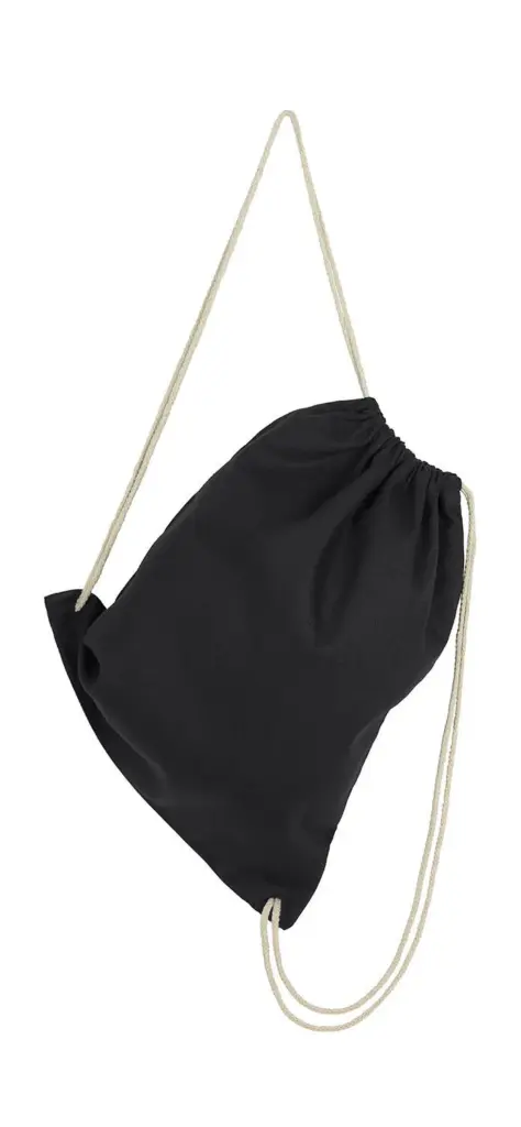 64257 - Baby Canvas Cotton Drawstring Backpack, black — productfoto 3