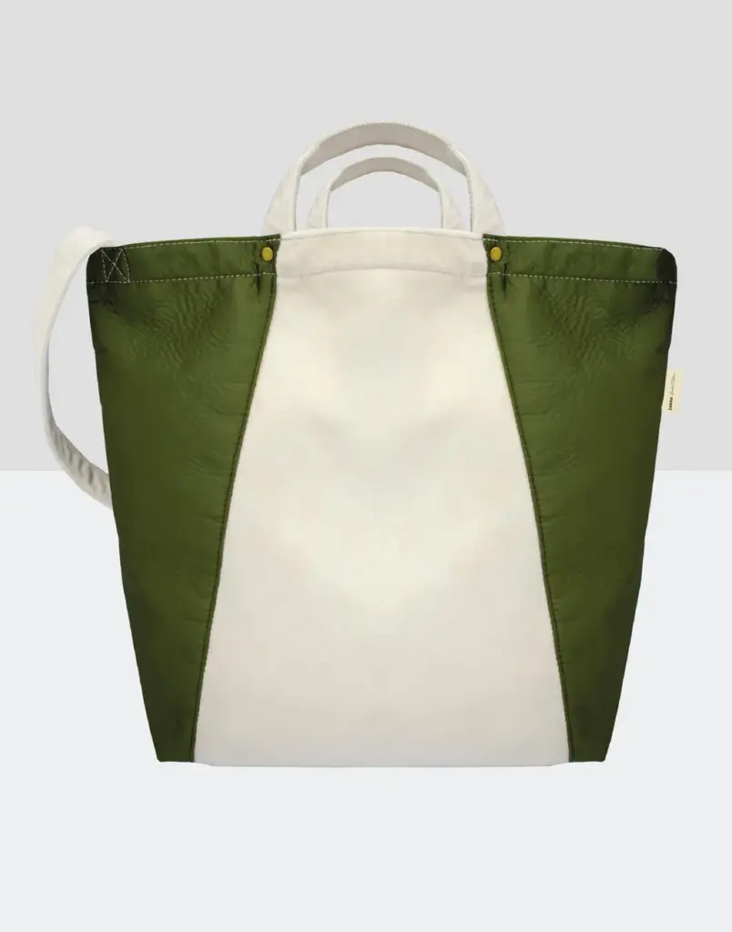 69357 - Kiyomi Contrast Satin Shopper, natural/olive green