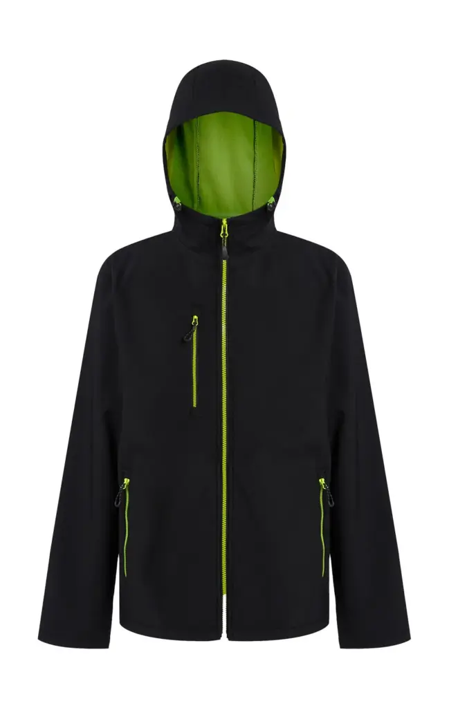 71417 - Navigate 2-Layer Hooded Softshell Jacket, black / lime green — productfoto 2