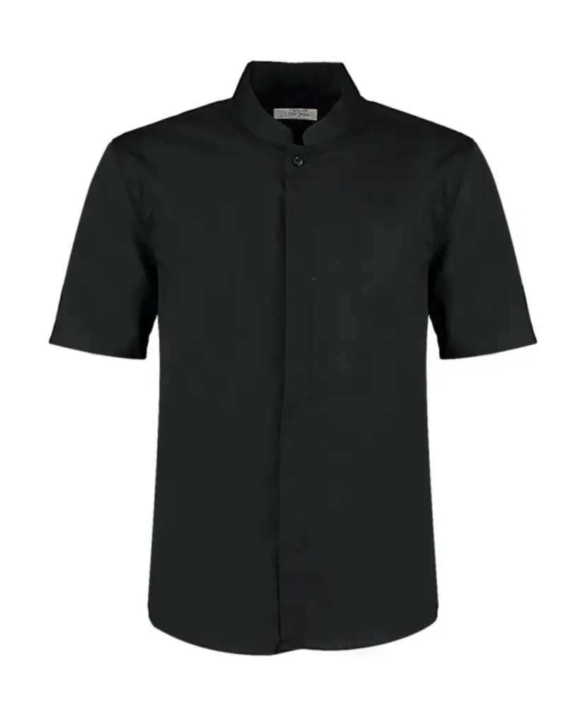 74411 - Tailored Fit Mandarin Collar Shirt SSL, black