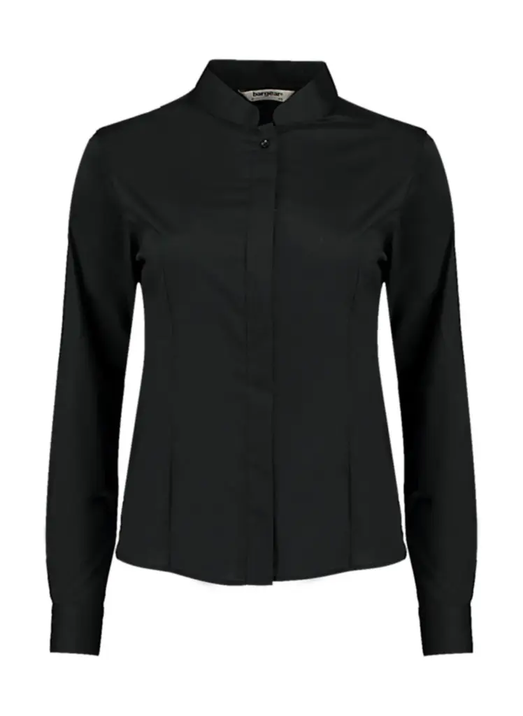 75911 - Women's Tailored Fit Mandarin Collar Shirt, black