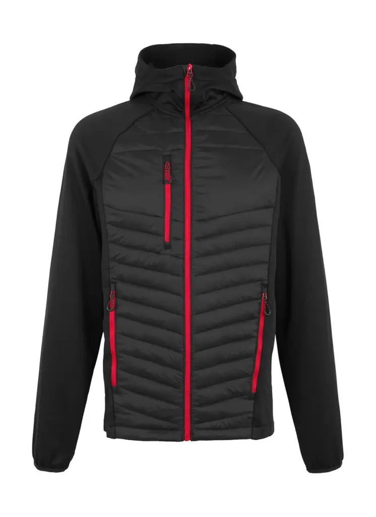790_17_157_f-2025_01jpg - Hidalgo 79017 - Men’s Navigate Hybrid Hooded Jacket, black / classic red — productfoto 3