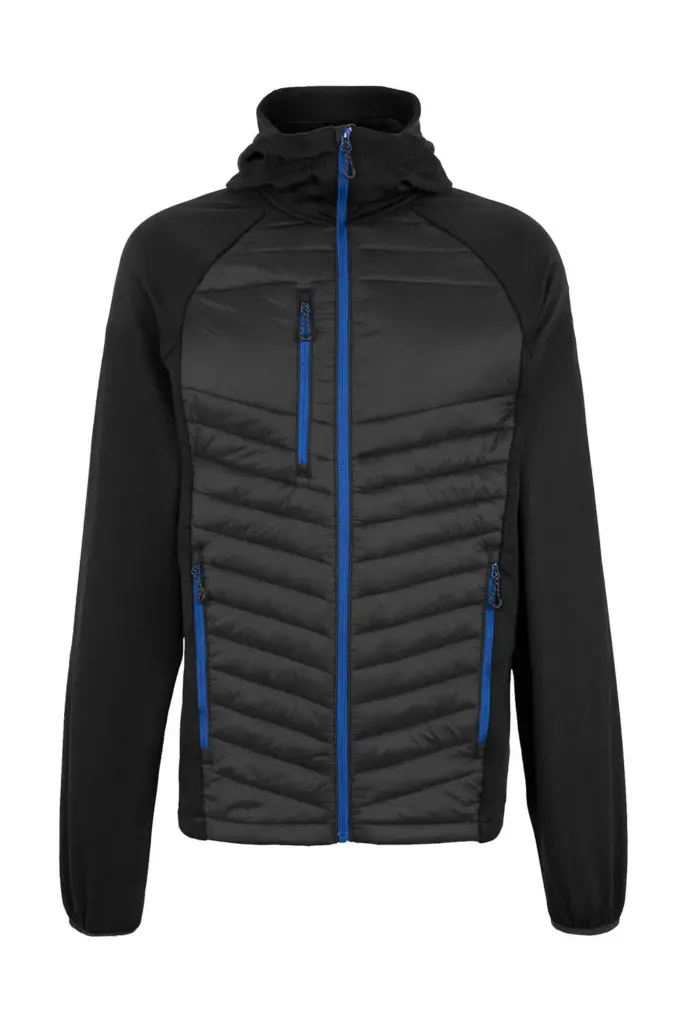 790_17_153_f-2025_01jpg - Hidalgo 79017 - Men’s Navigate Hybrid Hooded Jacket, black/new royal — productfoto 2