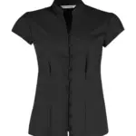 79711 - Women's Tailored Fit Mandarin Collar Blouse SSL, black — productfoto 2