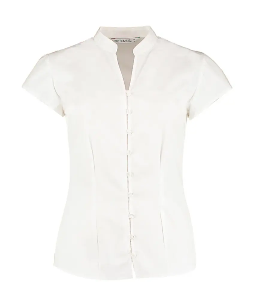79711 - Women's Tailored Fit Mandarin Collar Blouse SSL, white