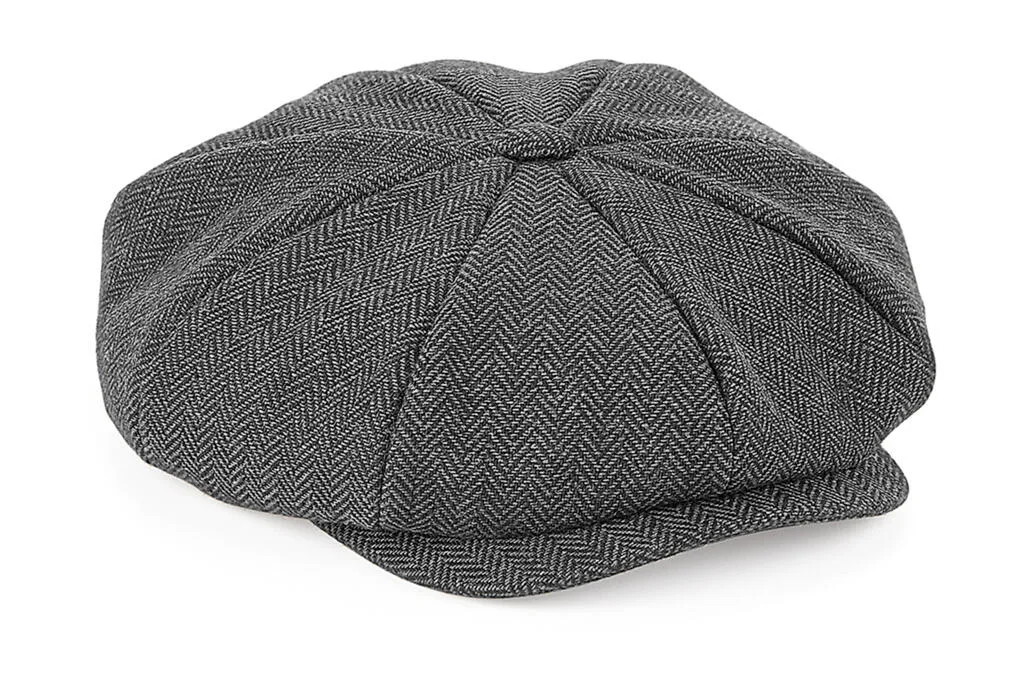 90269 - Heritage Bakerboy Cap, charcoal herringbone