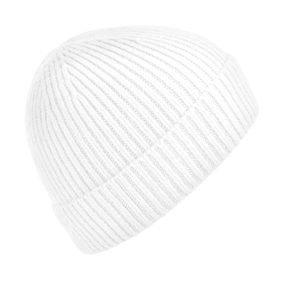 91369 - Engineered Knit Ribbed Beanie, white