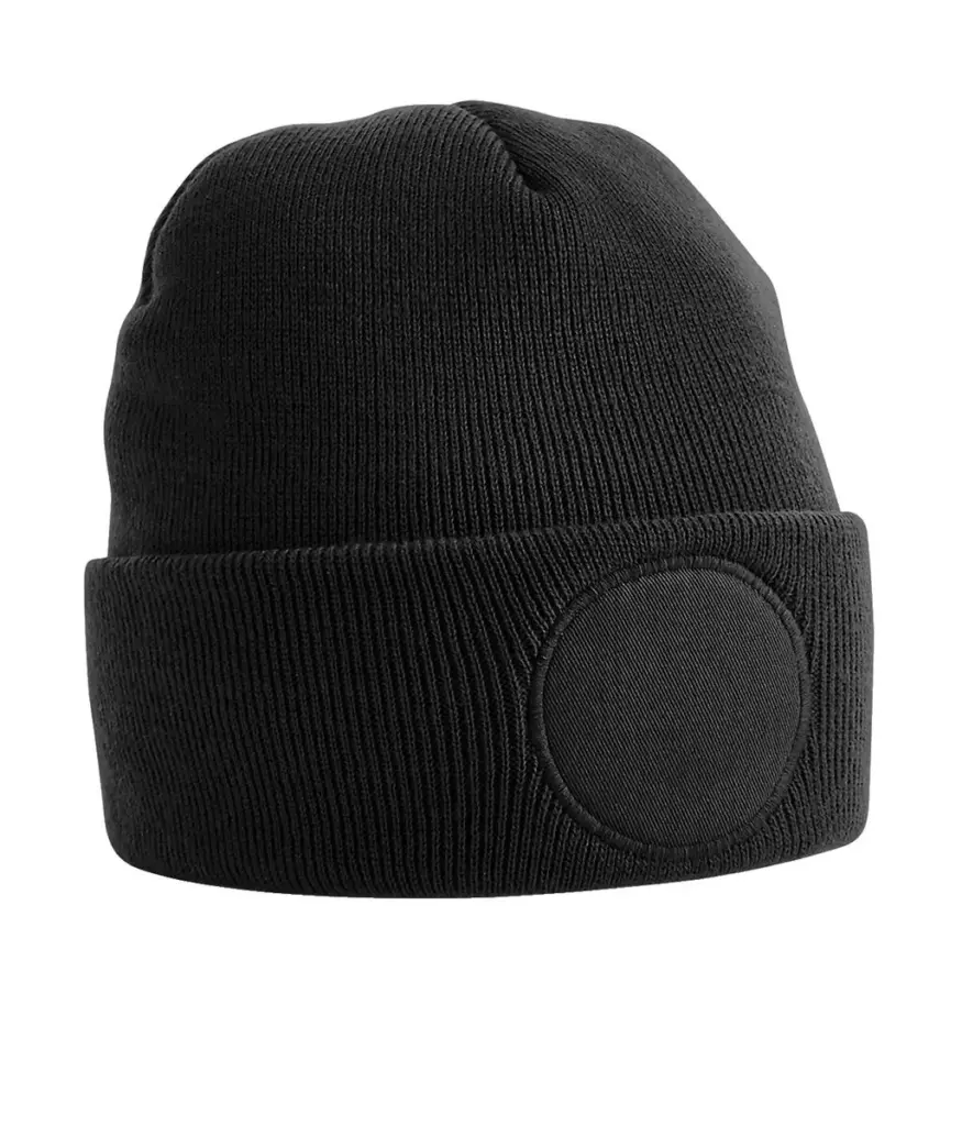 92269 - Circular Patch Beanie, black