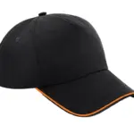 92869 - Authentic 5 Panel Cap - Piped Peak, black / orange — productfoto 5