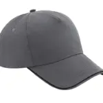 92869 - Authentic 5 Panel Cap - Piped Peak, graphite grey / black — productfoto 4
