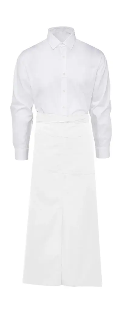 94159 - BERLIN Long Bistro Apron with Vent and Pocket, white