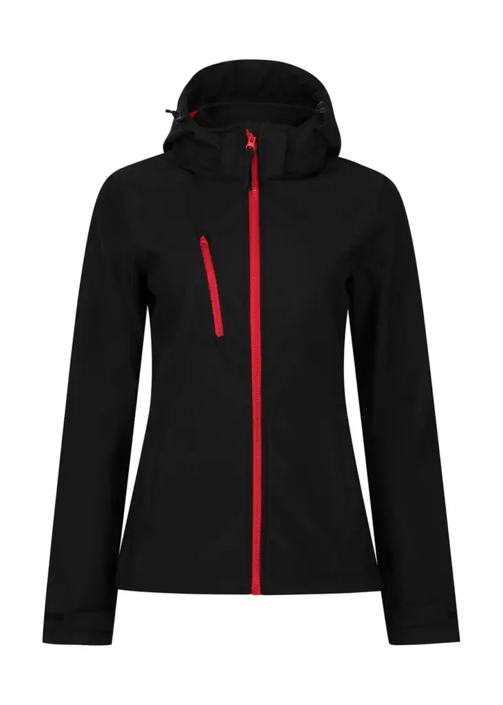 94917 - Women's Venturer 3-Layer Hooded Softshell Jacket, black / red — productfoto 2