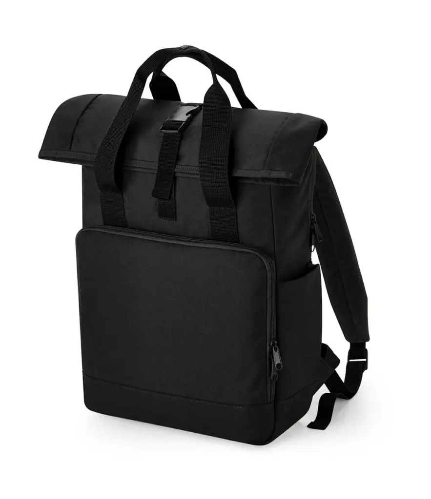 95929 - Recycled Twin Handle Roll-Top Laptop Backpack, black