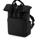 96029 - Recycled Mini Twin Handle Roll-Top Backpack, black