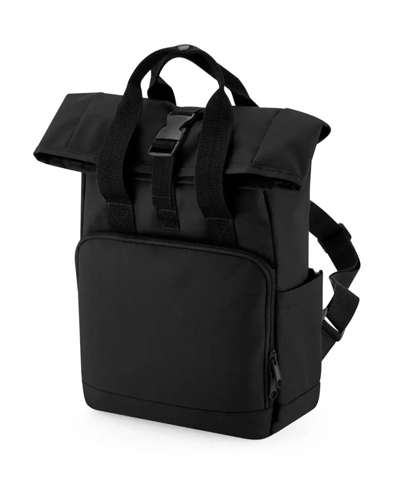 96029 - Recycled Mini Twin Handle Roll-Top Backpack, black