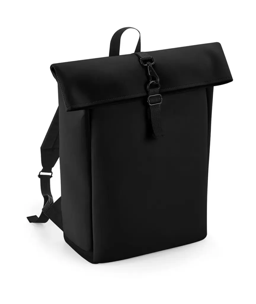 97729 - Matte PU Rolltop Backpack, black