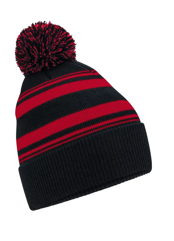 98469 - Striped Fan Beanie, black / classic red — productfoto 2