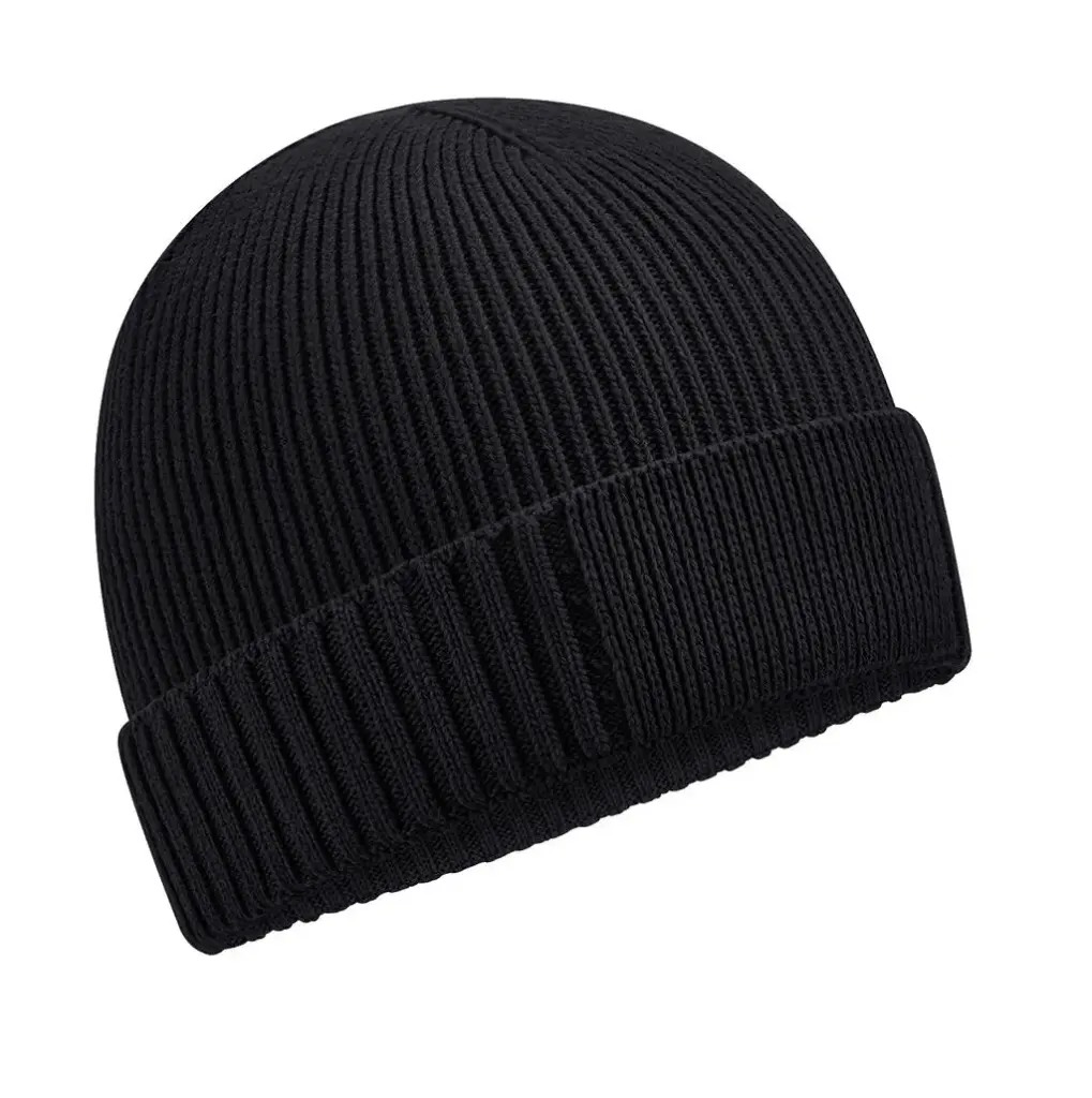 98569 - Organic Cotton Engineered Patch Beanie, black