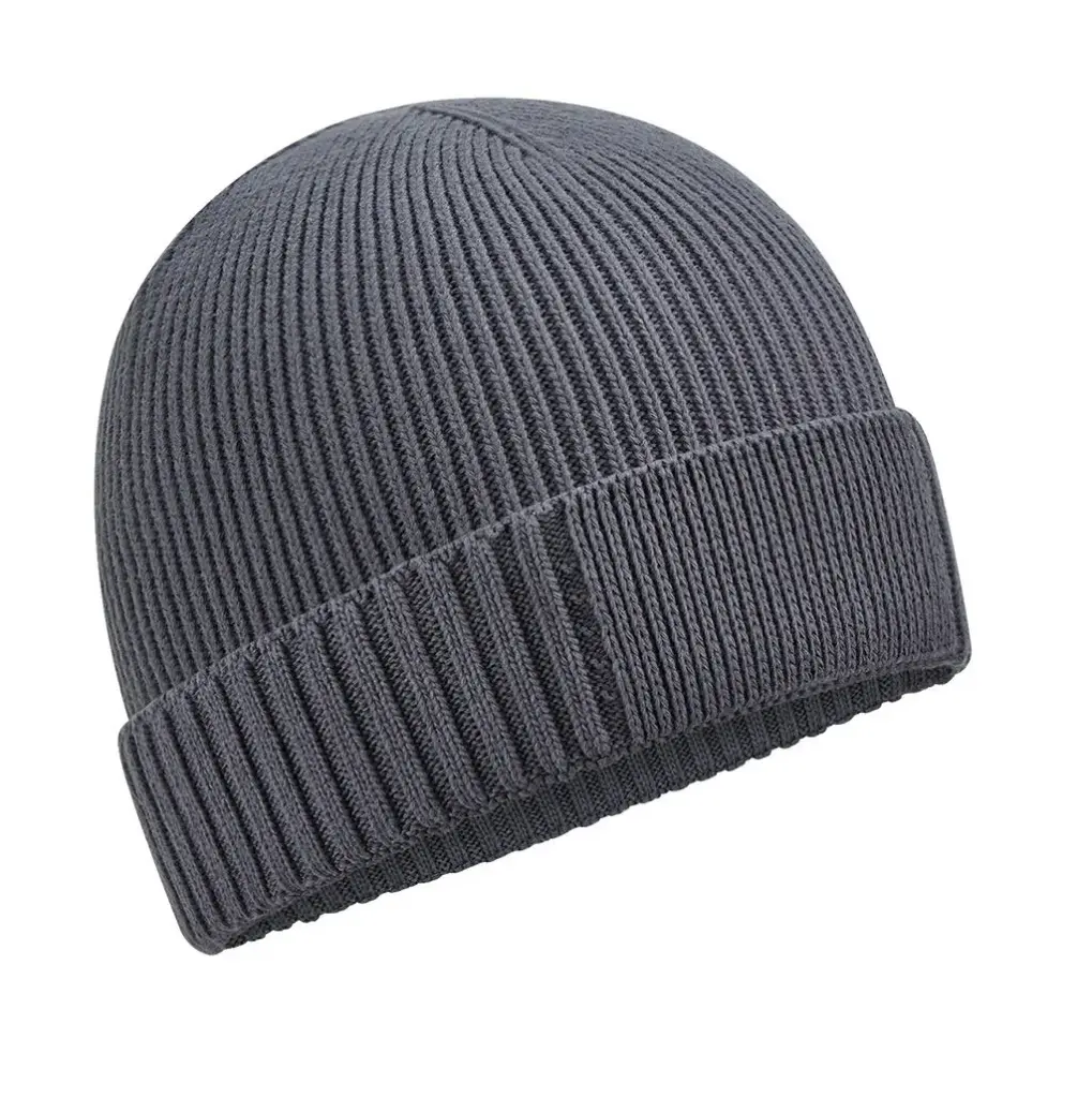 98569 - Organic Cotton Engineered Patch Beanie, graphite grey — productfoto 2