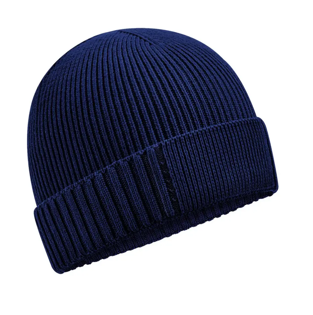 98569 - Organic Cotton Engineered Patch Beanie, oxford navy — productfoto 3
