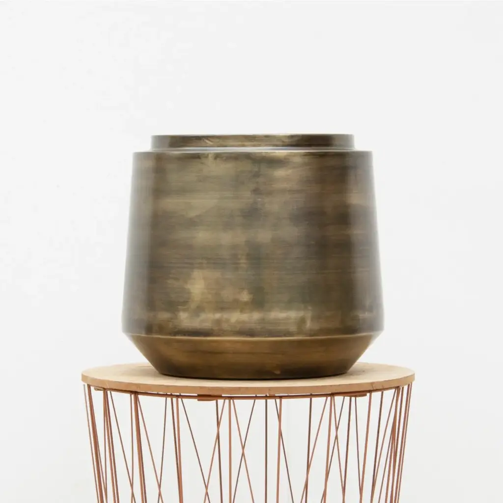 Indigo Vintage Gold sierpot – eigentijdse bloempot