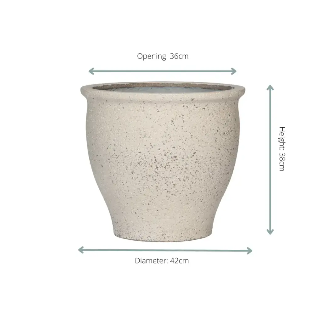 Poseidon Chalk White sierpot – grote ronde plantenpot