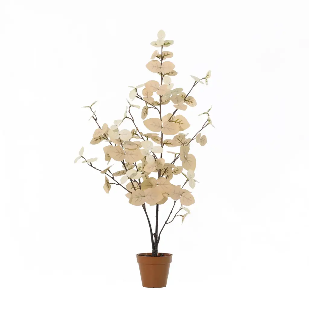 Eucalyptus kunstplant met witte tinten