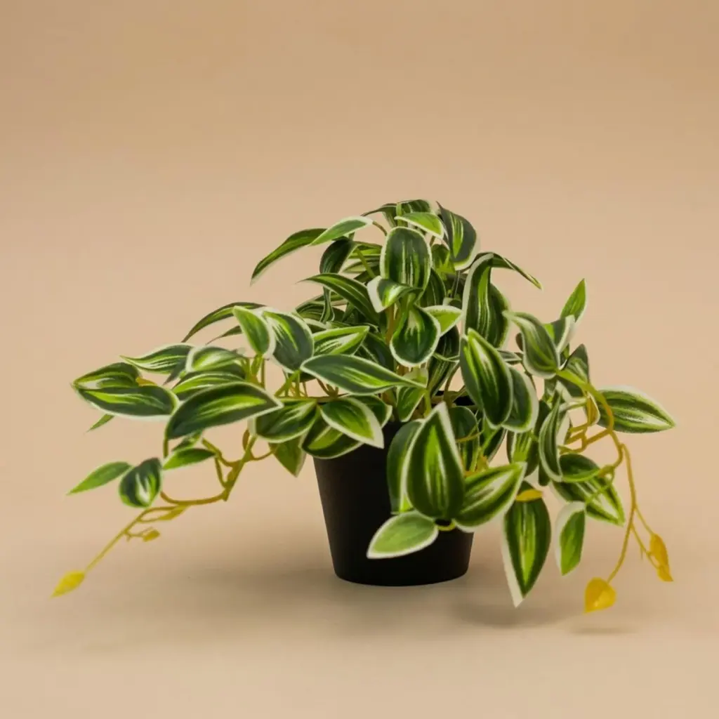 Tradescantia groen-wit kunstplant in pot